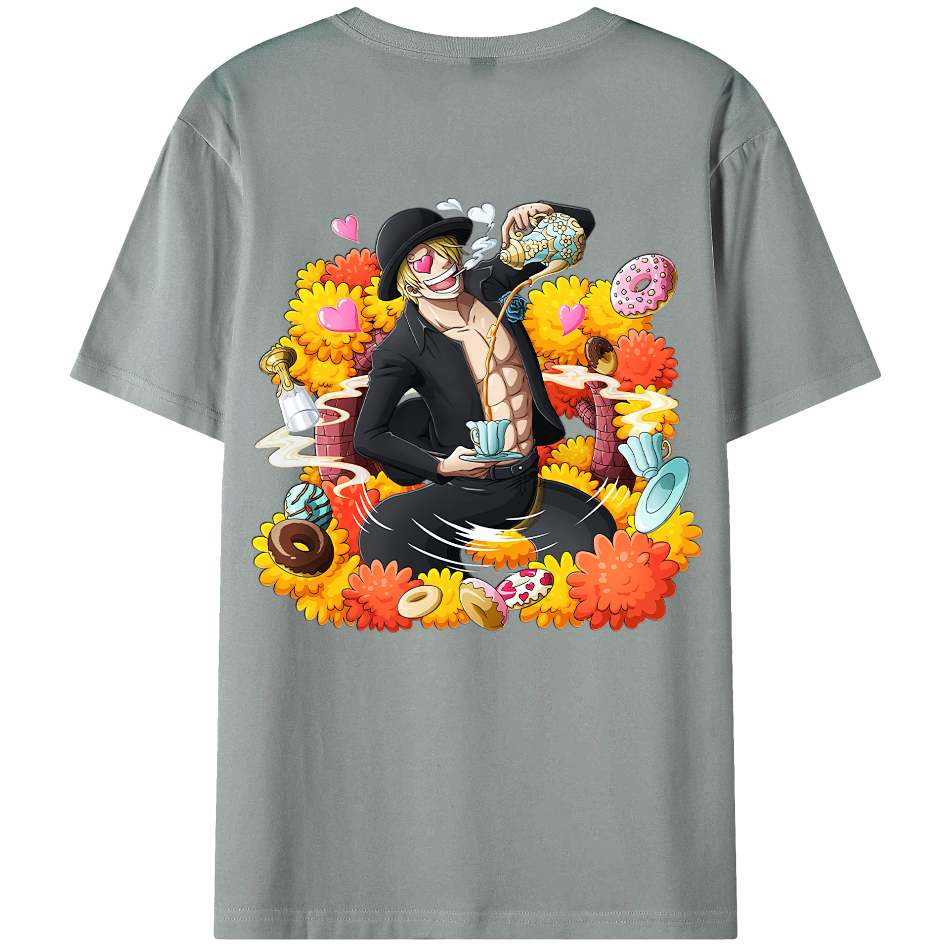 （画像用） ワンピース サンジ ONE PIECE Sanji 綿100％ メンズ半袖Tシャツ（バックプリント） 通気性